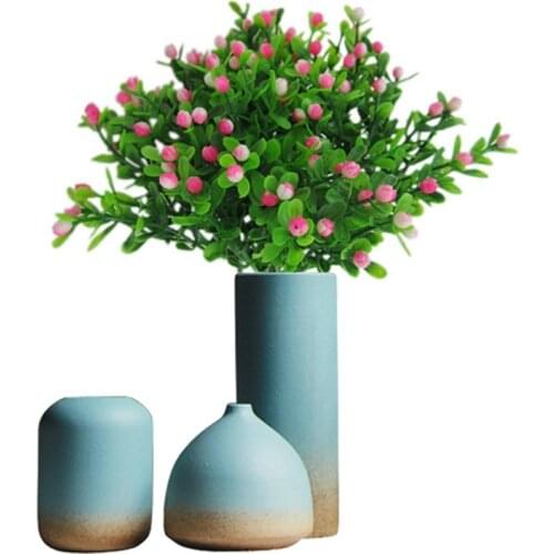 6Pcs Green Artificial Flower Simulation Milan Small Bouquet Plastic Plant Flowers For Wedding Home Office Party Decoration Art
