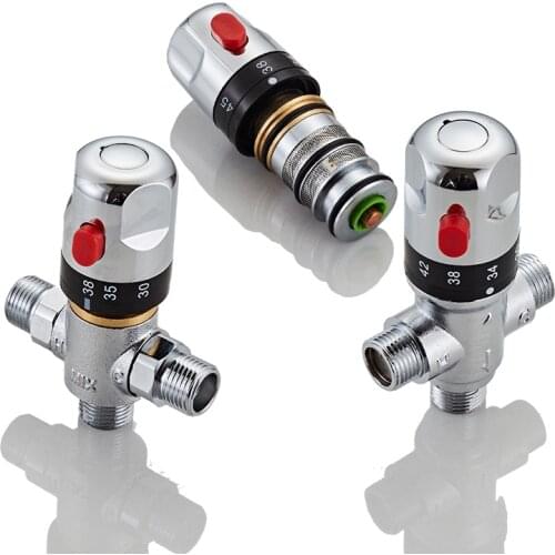 BAKALA Thermostatic Mixer Valve Thermostatic Cartridge Chrome Temperature Control Shower Mixer Valve Constant Temperature Valve