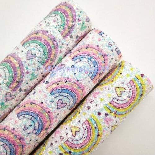 1PC 21X29CM Glitter Fabirc, Chunky Glitter Leather, RAINBOW Glitter Leather Sheets For Making Bows LEOsyntheticoDIY T289A