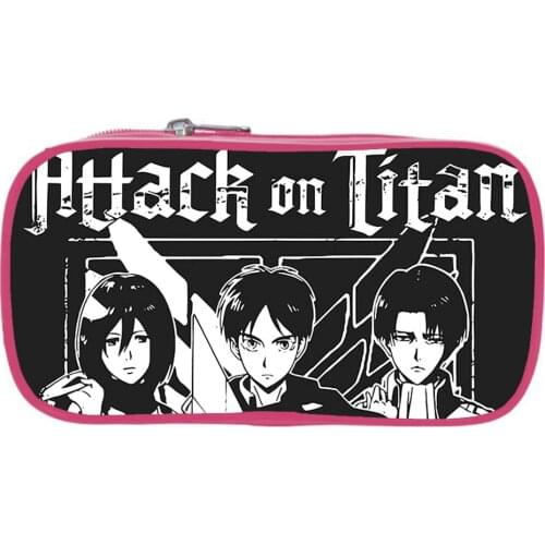 Japanese Anime Attack On Titan Pencil Case Cosplay Cartoon Cosmetic Bag Student Stationery Pouch Bags Multifunction Pencil Bag