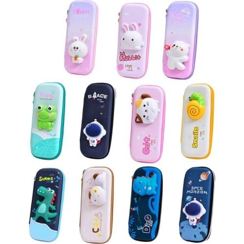 Cartoon Animal Pencil Case Zippers Closure Multiple Compartments for Boys Girls