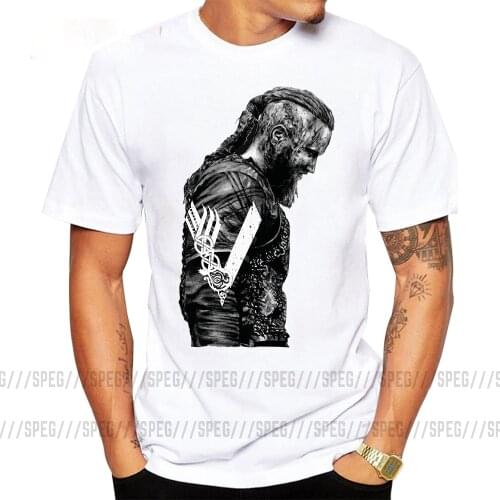 T Shirts KING Ragnar Lothbrok Vikings Man Organnic 100% Cotton Short Sleeve Tee Shirts Hot Round Collar Man T-Shirt Design