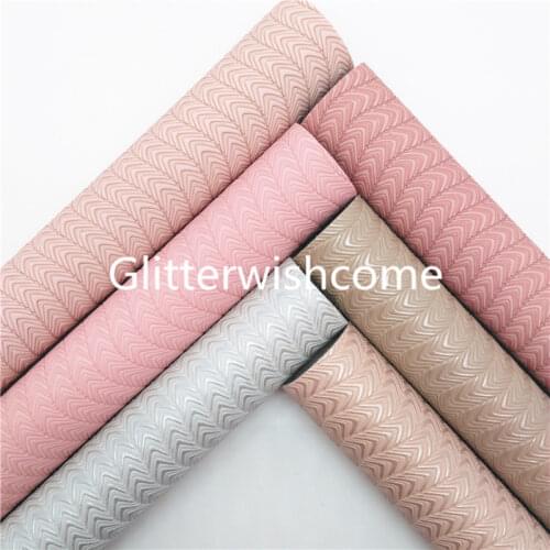 Glitterwishcome 21X29CM A4 Size V Embossed Synthetic Leather, Soft Fabric, Faux Leather Sheets for Bows GM1009A