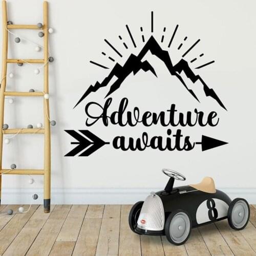 Mountain wall decals Quotes adventure awaits arrow Wall Sticker kids room decor Vinyl nursery boy room wall Decor Mural X144