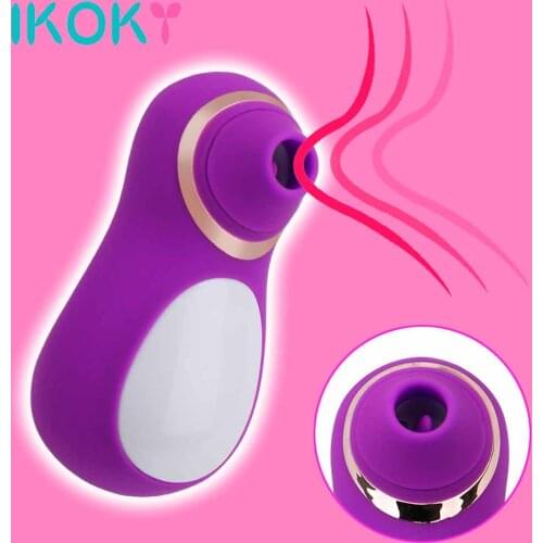 IKOKY 10 Speeds Sex Oral Licking Clitoral Sucking Vibrator Nipple Tongue Vibrator Silicone G spot Clitoris Stimulator