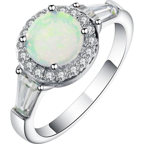 Mystic white Fire Opal Rings For Women Lady white Gold Filled Wedding Party Engagement Love Ring Anel Valentines Day