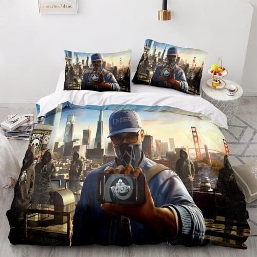 Bedding Sets Watch Dogs Print US/Europe/UK Size Quilt Bed Cover Duvet Cover Pillow Case 2-3 Pieces Sets Adult Baby Children