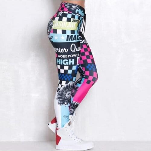 Women Punk Rock Digital Printed Leggings 2019 Gothic Letter Fitness Slim Leggins Elastic Dry Quick Workout Pants Drop Shipping