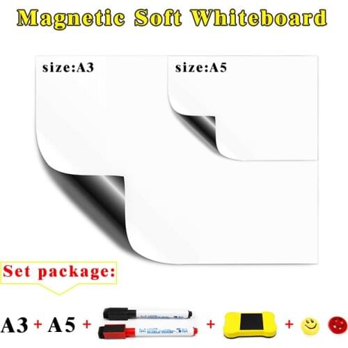 YIBAI A3+A5 Magnetic White Board Set Soft Home Office Kitchen School Dry Erase Board WhiteBoard Flexible Pad Magnet Fridge