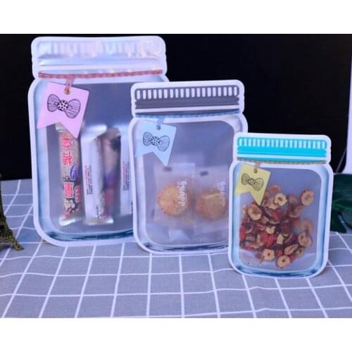 Reusable Mason Jar Bottles Bags Nuts Candy Cookies Bag Waterproof Seal Fresh Food Storage Bag Snacks Sandwich Zip Lock Bags