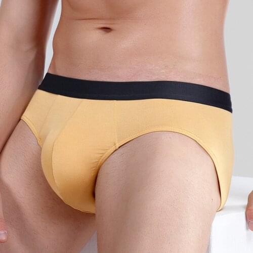 Mens Panties Sexy U Convex Penis Pocket Men Briefs Mid-waist Modal Antibacterial Breathable Crotch Underwear Solid Jockstrap