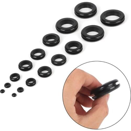 200Pcs/box Rubber Grommet Gasket Kits for Wire Cable Black Assortment Set K9FA