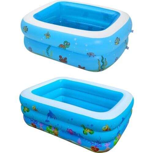 Inflatable Swimming Pool Paddling Pool PVC Kids Baby Square Basin Cartoon Bath Tub PVC Swim Pool Ocean Ball Pool Sport Water Pla