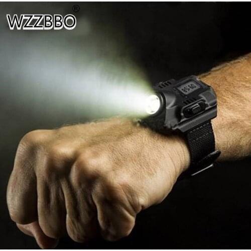 Portable Wrist Light XPE LED Wrist Watch Flashlight Torch Light USB Charging Wrist Model Tactical Rechargeable Flashlight