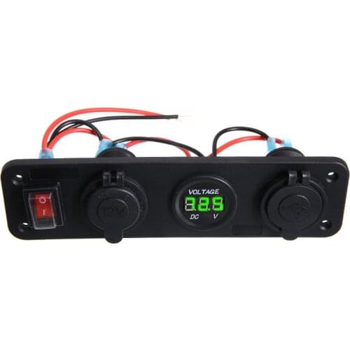 12V-24V Cigarette Lighter Socket 2 USB Splitter Charger Adapter Green Voltmeter Digital Display Auto Accessories