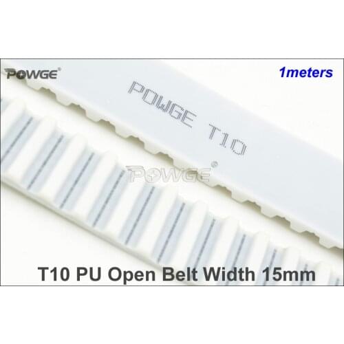 POWGE 1meters T10 Timing Belt T10-15 Width=15mm Pitch=10mm PU With Steel Core T10 AT10 Belt