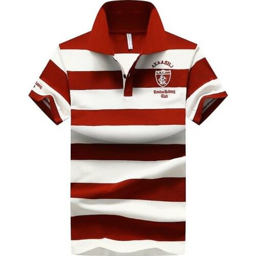 Mens Short sleeve polo shirts cotton fashion embroidery stripe Summer Polo Shirt men Business Casual Brand polo shirt maleMens