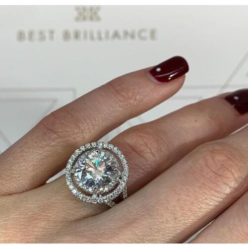 Silver Color Ring Valentine Present Fashion Big Round Crystal Ring Cubic Zirconia Jewelry Classic Wedding Rings For Women