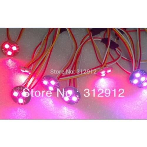 26mm diameter TM1804 LED pixel module,3pcs 5050 smd rgb led,DC12V,input with 3pin male JST connect ;output with female