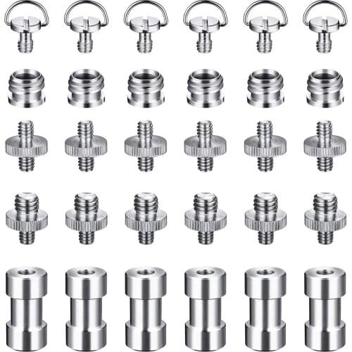Camera Screw, Tripod Screw Adapter Converter Ring Screw for Camera/Monopod/Ballhead/Light Stand/Shoulder Rig (30 Pieces, 5 Sizes