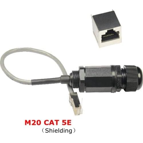 Waterproof RJ45 plug connector CAT5E Ethernet LAN RJ 45 male to female AP outdoor M20 nut IP68 Water proof adapter cable 25cm
