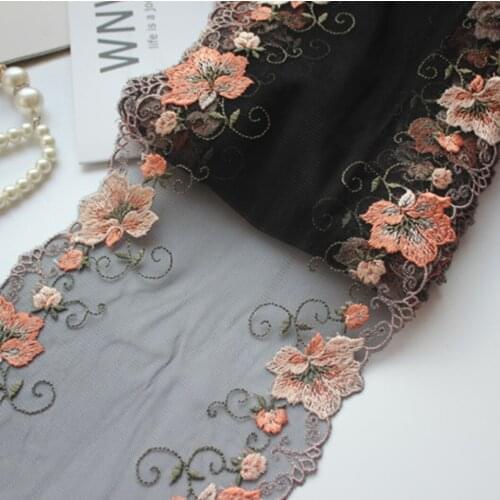 1 Meter Width 17cm Embroidered Flower Lace Fabric Bilateral Lace Applique Trim Sewing For Garment Dress Accessories DIY