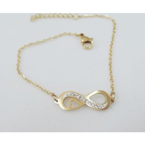 High quality top fashion bracelet made of 100% stainless steel -anti-allerge ,popular 8 with diamon shape -silver and gold color