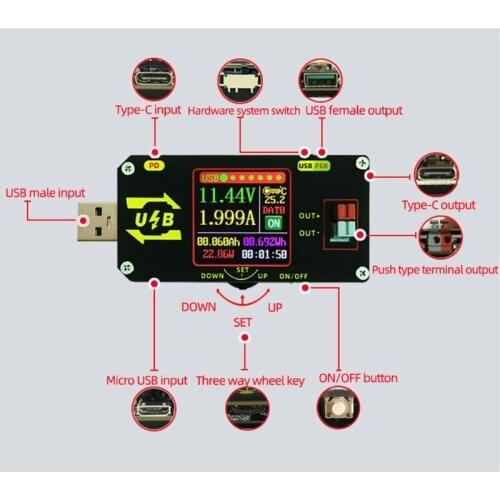 XY-UMPD USB Color Screen Charging Tester Buck-Boost Power Supply PD Ammeter