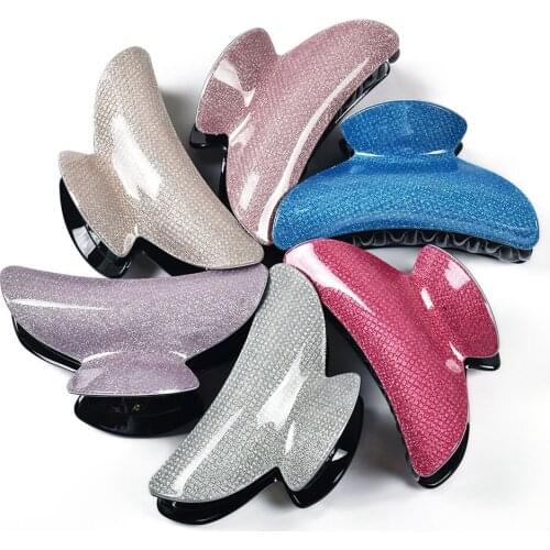 9cm Big Hair Claw Clips Plaid Glitter Acrylic Large Her Crab Clamp For Girl Hairpins 2021 Accessories Women Haircrab 25004