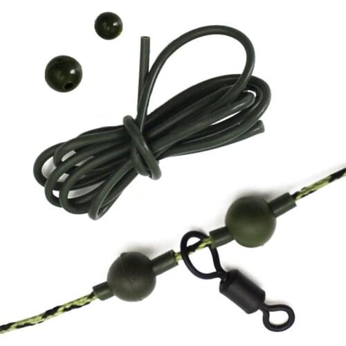 100PCS Carp Fishing Chock Bead + 1M Helicopter Tubing Silicone Rig Tube for Carp Hair Rig Heli Rig Tackle Accessorie Kit