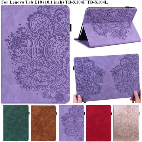 3D Flower Embossed for Lenovo Tab E10 E 10 TB X104F X104L Case Flip Stand Soft TPU Back for Lenovo Tab E10 10 1 Tablet Cover