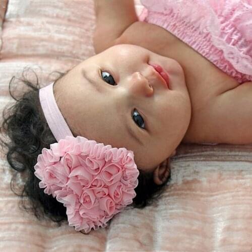 2pcs 8cm Valentines Classic Chiffon Rose Heart Headband for Newborn Infant Baby Girl Photo Props Birthday Gift Hair Accessories