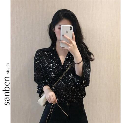 Shiny XINGX Top Loose Chiffon Shirt Blouse Women Blusas Ropa De Mujer
