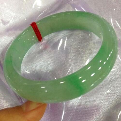 Send Certificate Natural Burmese Jade 54-64mm Ice Light Green Two-color Bracelet Elegant Princess Jewelry Send Mom to Girlfriend