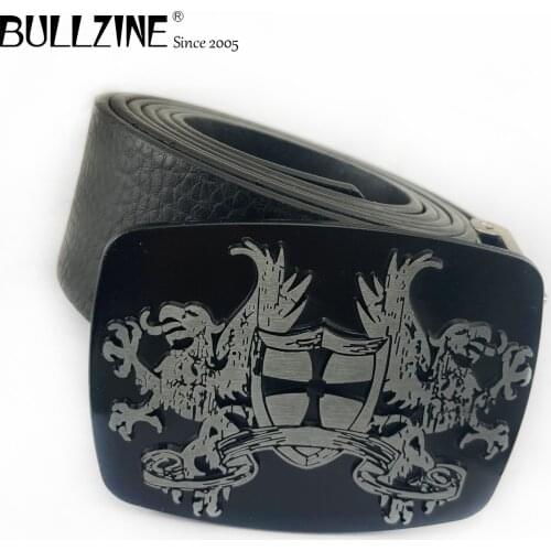 Bullzine zinc alloy fashion Dragon Cross belt buckle Free PU belt Luxurious jeans gift belt buckle FP-03364 drop shipping
