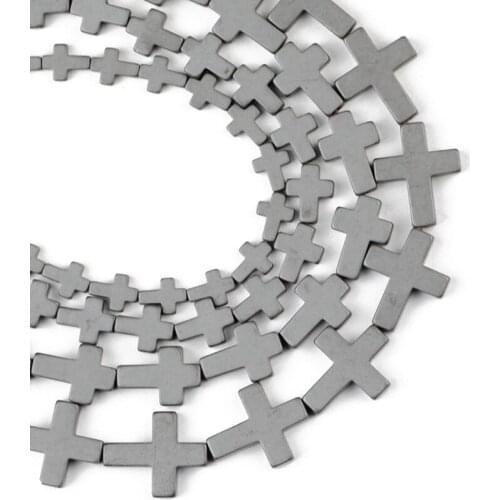 YHBZRET Matte long Cross Black Hematite Natural Stone spacer 6/8/10/14MM Loose beads For Jewelry making bracelet DIY accessories