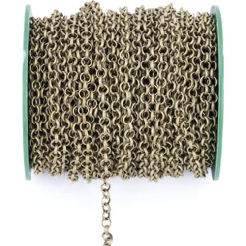 5m/lot 2mm 2.5mm Rolo Chains Bulk Necklace Findings Gold Silver Color Metal Iron Open Link Chains Lot Accessories for Jewelry