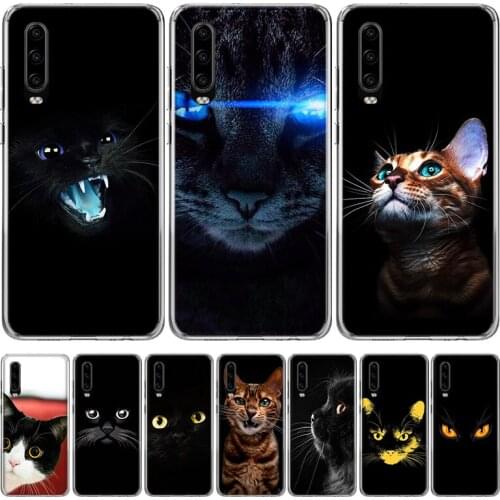 Cat Staring Eyes Phone Case for Huawei P30 P40 P20 P10 Mate 20 10 30 Lite Pro P Smart Z Plus + Art Shell Cover Coque