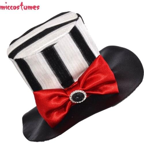 Black and White Striped Mini Top Hat for Halloween