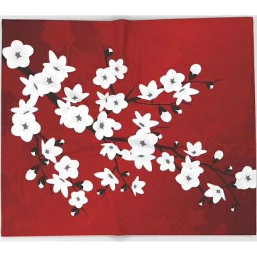 Black and White Cherry Blossoms Throw Blanket Portable Soft Sofa Blanket Warm Microfiber Flannel Blankets for Beds