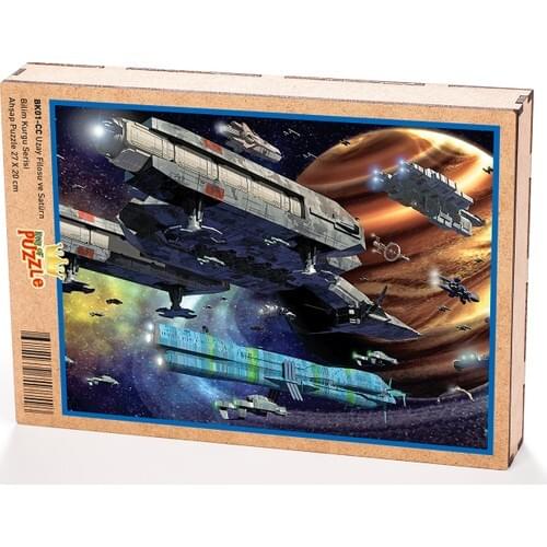 King Of Jigsaw Puzzle Space Fleet and Saturn Wooden Jigsaw Puzzle 204 Pieces (BK01-CC)