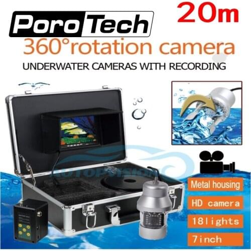 F08 20m 360Degree Underwater Rotating Fishing Camera with 18pcs LED Video recording function 1000TVL 7" LCD Fish Finder+8GB free