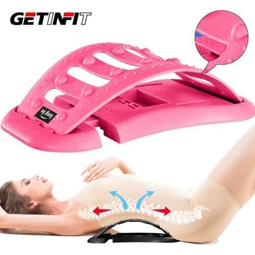 Getinfit Adjustable Back Massager Stretcher Equipment Fitness Lumbar Support Waist Neck Relaxation Spine Pain Relief