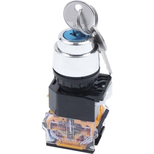 GTBL On/Off/On Three 3 Position Rotary Selector Key Lock Switch 10A 380V AC