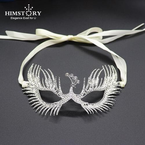 HIMSTORY Halloween Masquerade Full Rhineston Bridal Mask Girls Party Wedding Festival Dancing Quinceanera Eye Mask
