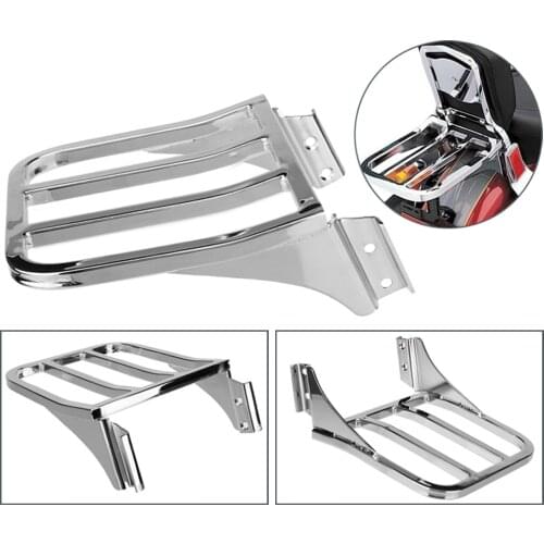 Chrome Motorcycle Trunk Tail Box Luggage Case top rack For Harley Sportster
