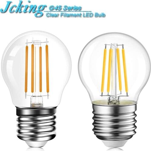 JCKing G45 Dimmable 2W/4W/6W/8W E26/E27 Base LED Filament Bulbs,G45 Clear Glass LED Vintage Edison Bulbs