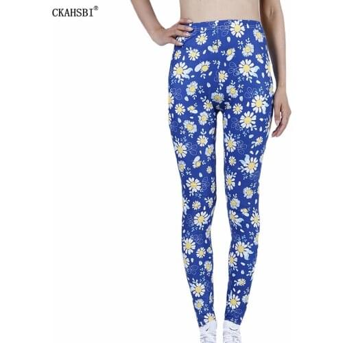 CKAHSBI Push Up Yoga Pants Women Leggings Sport High Waist Sportswear Leggins Fitness Elastic Breathable Tights Blue Flower