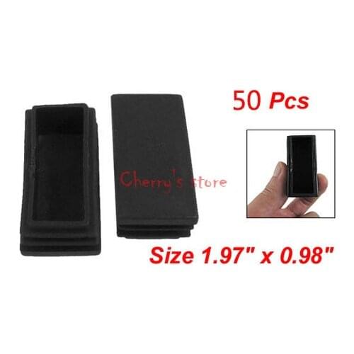 Best Promotion Wholesale Price 50 Pcs Black Plastic Rectangle Tube Inserts End Blanking Cap 25mm x 50mm