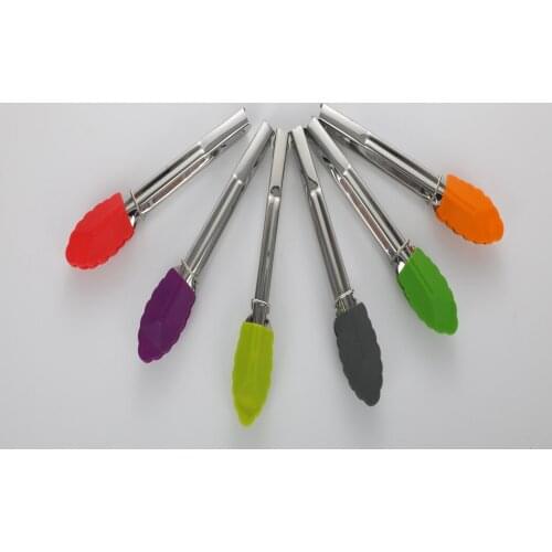 Justdolife Small Cooking Tongs Silicone Non-Slip Stainless Steel Kitchen Tongs Serving Clamp Mini BBQ Tongs Cooking Clip